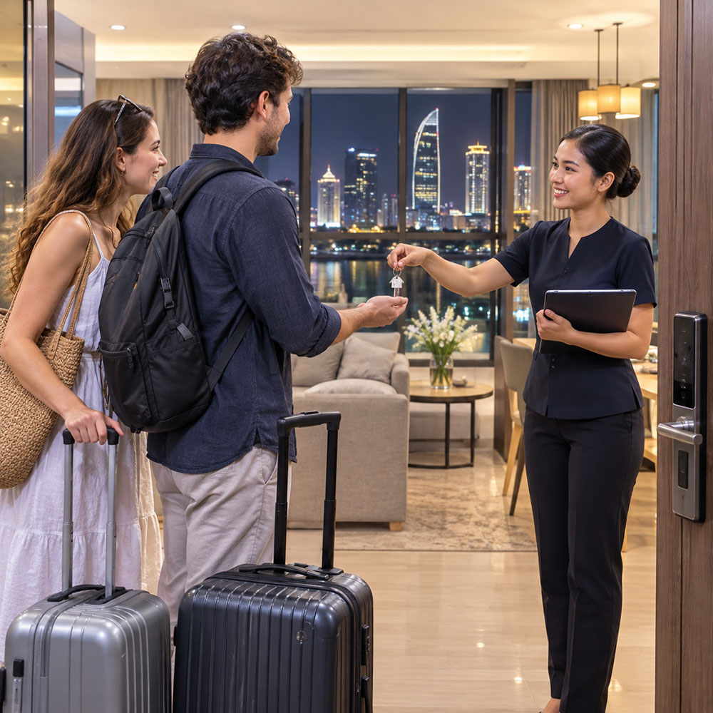 24-hour guest check-in service for Phnom Penh condominiums